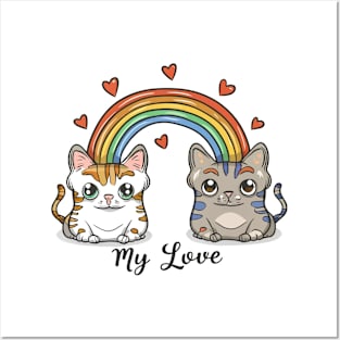 My Rainbow Cat is My Valentine Posters and Art